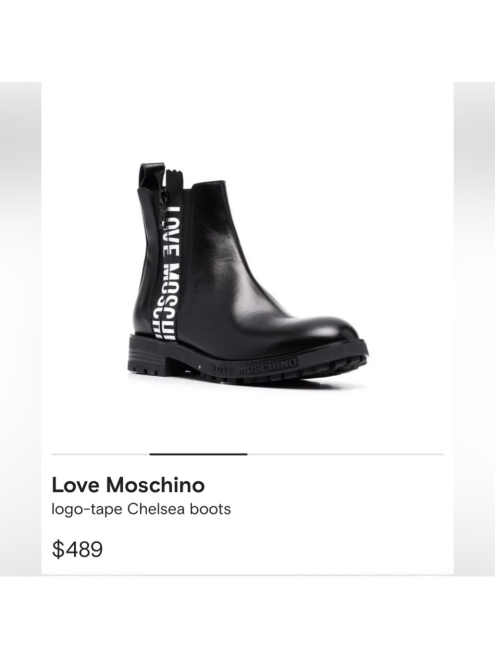 Love Moschino Black Leather Logo-Tape Chelsea Boots